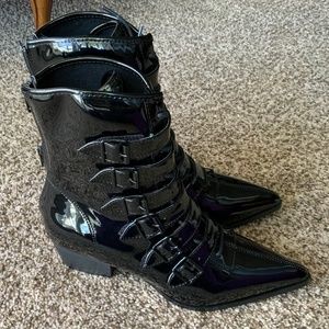 Strangecvlt Black Patent Coven Boots Size 8